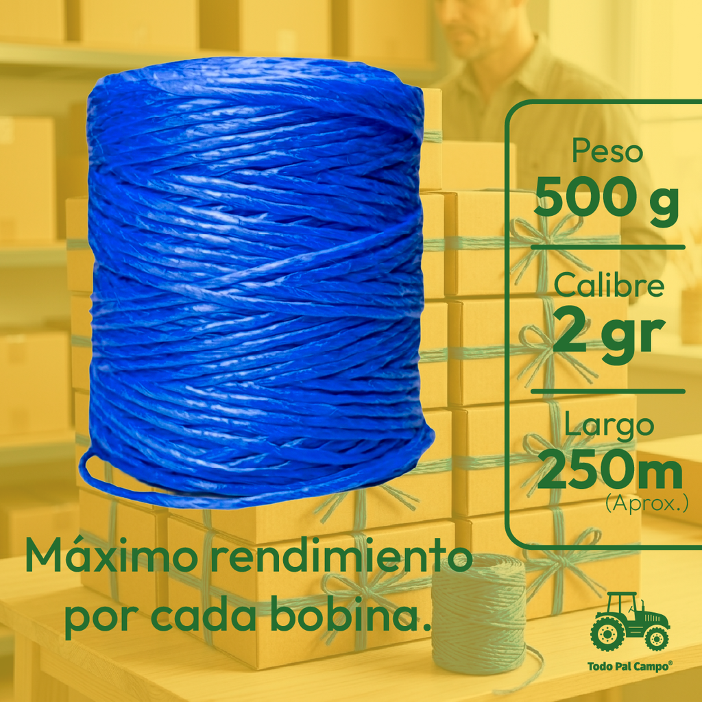 1pz Rafia Fibrilada Cal. 2 Gr Bobina De 500g Color Azul