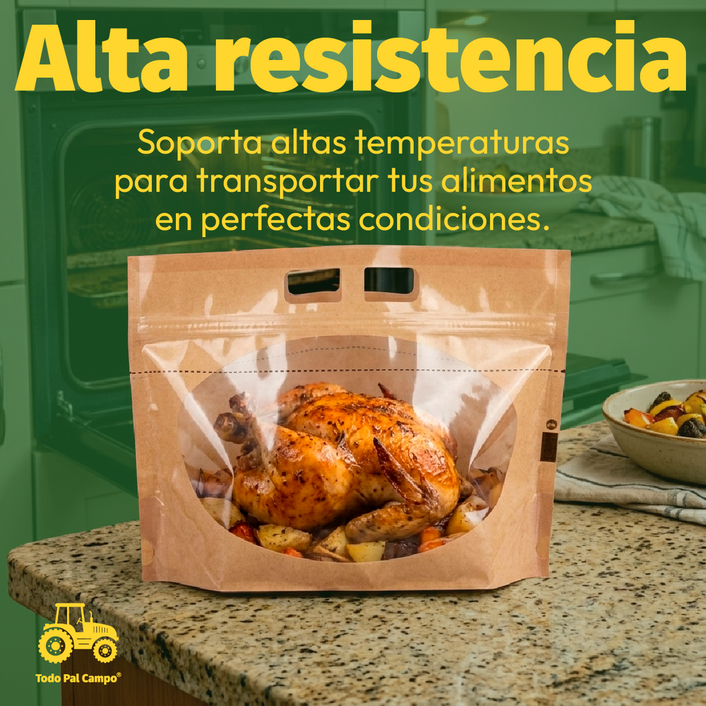 50pz Bolsa Plato Para Uber Rappi Color Kraft