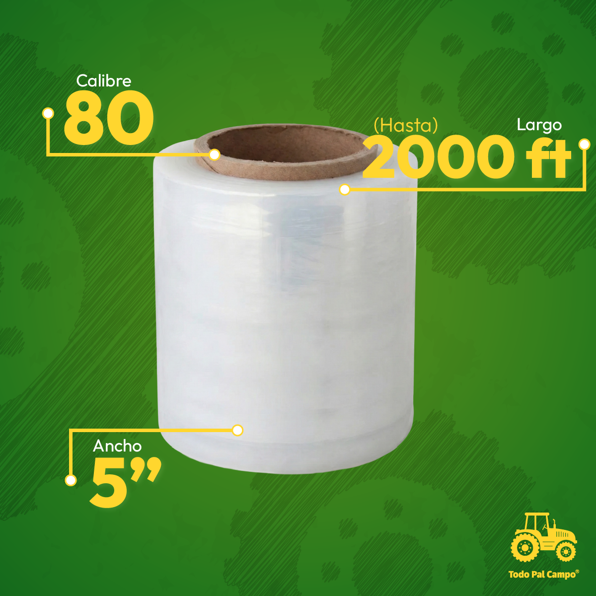 Mini Stretch Film Manual - 5" Cal. 80 2000 Ft - 12 Unidades