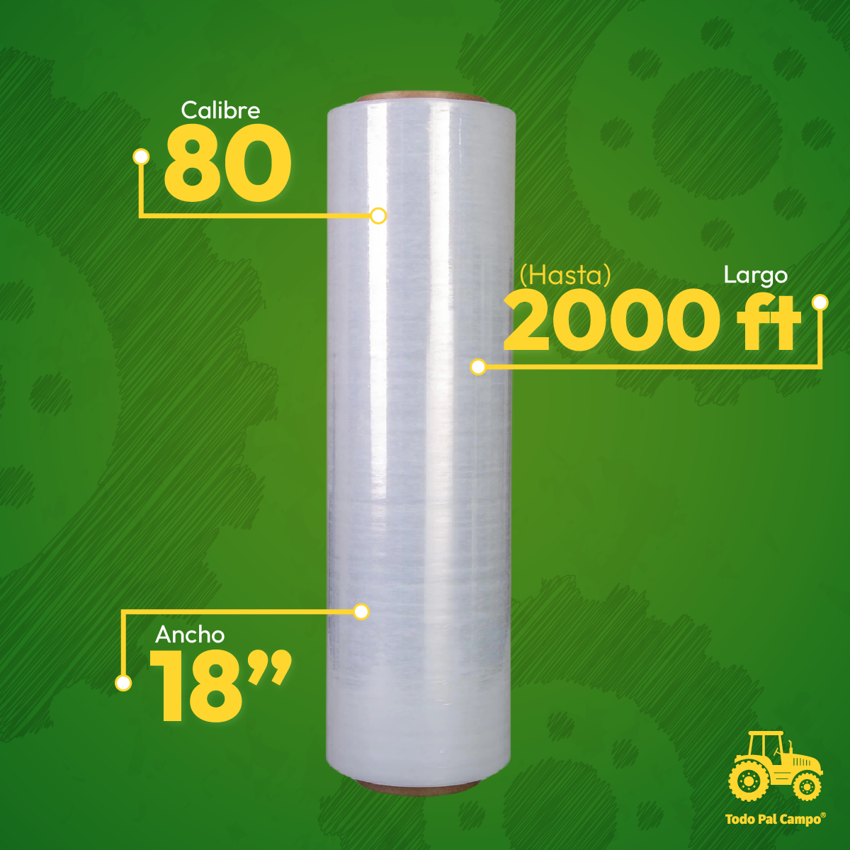 Stretch Film - 18" Calibre 80 Hasta 2000 Ft - 4 Unidades