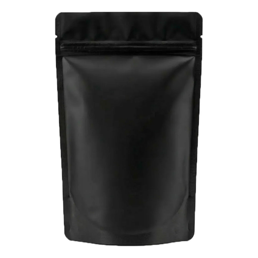 50 Pzas Bolsa Stand Up Pouch Negra Mate 150g Trilaminada