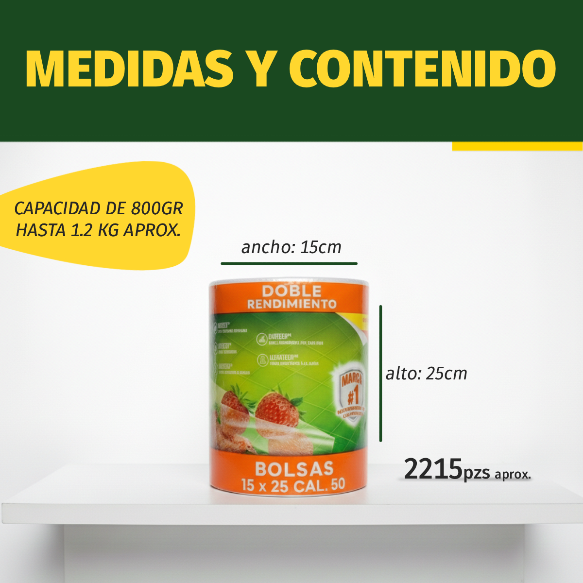 3 Pack Rollo Bolsa Baja Densidad 18x25 Cm | 2191 Pzs |1.5 Kg