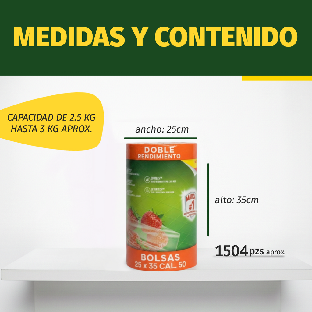 3 Rollos Bolsa Plástica 25x35 Transparente C 500pzas Cal 50