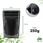 50 Pzas Bolsa Stand Up Pouch Negra Mate 150g Trilaminada