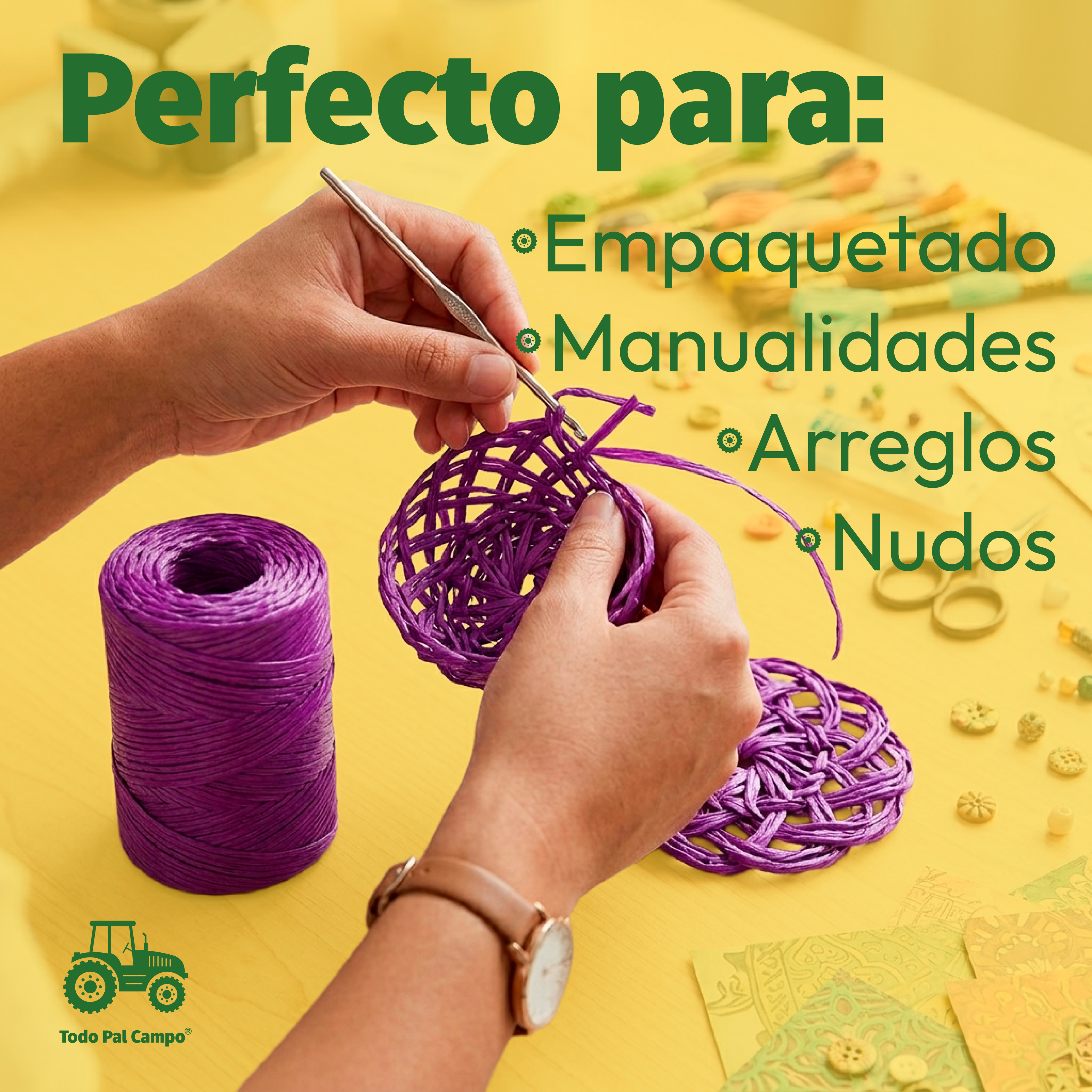 Hilo Rafia Fibrilada Morada Bobina De 500 G Calibre 2 Gr