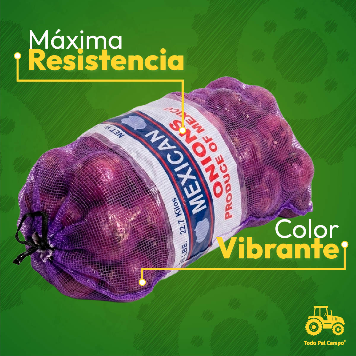Arpilla Color Morado Mexican Onion Con Jareta - 47x75 Cm