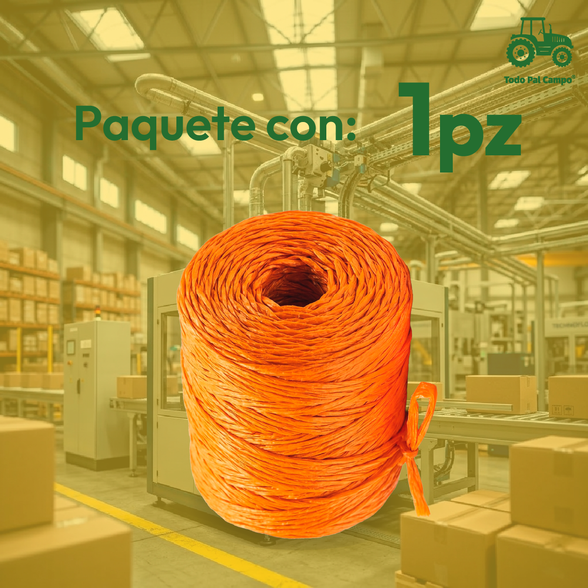1pz Rafia Fibrilada Cal. 2 Gr Bobina De 500 Gr Color Naranja