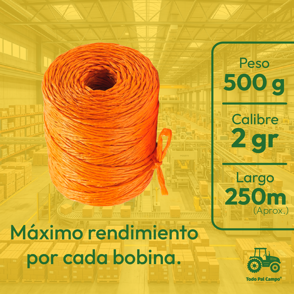 1pz Rafia Fibrilada Cal. 2 Gr Bobina De 500 Gr Color Naranja