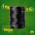 Hilo Rafia Fibrilada Negra Bobina 1kg Manualidades Cal 2gr Negro