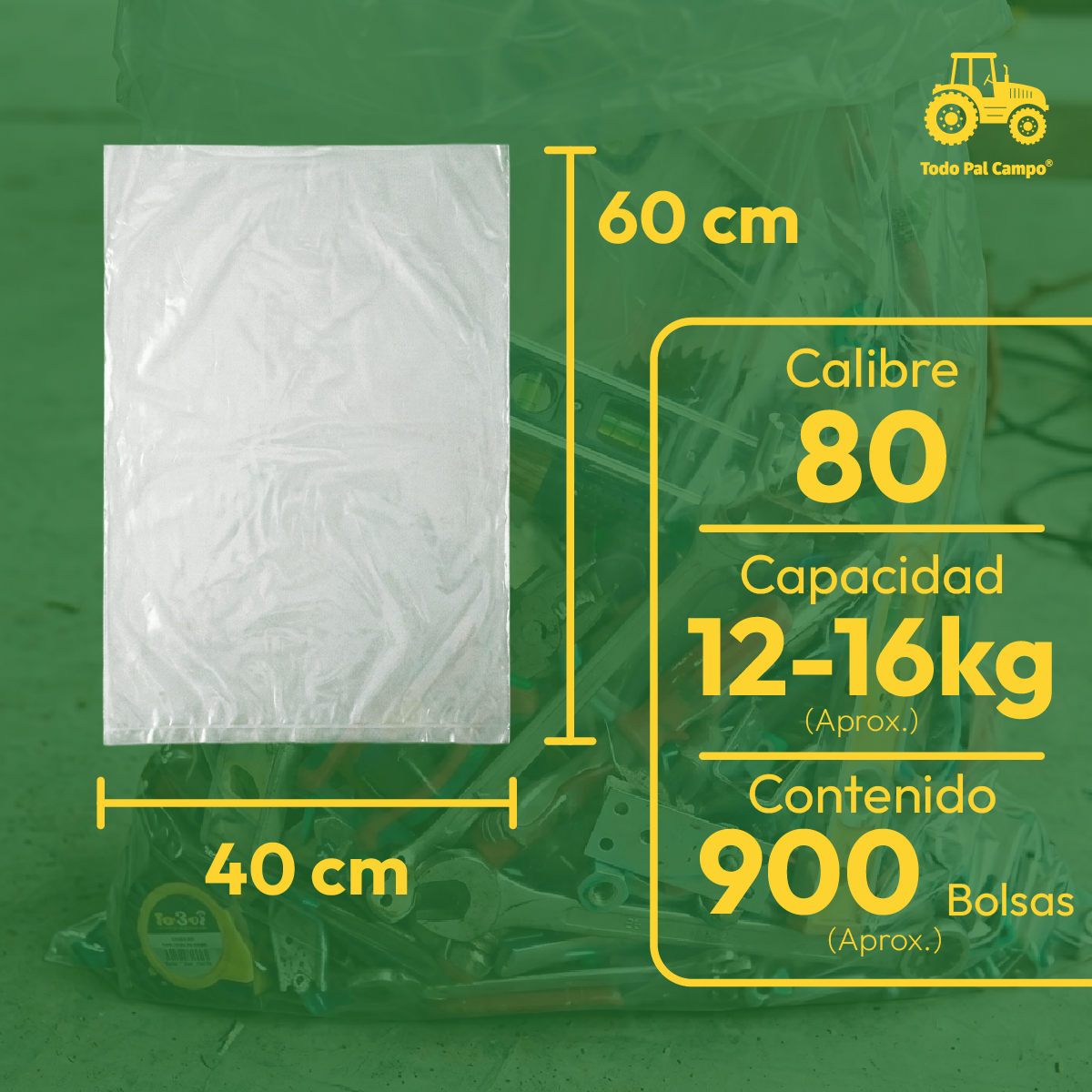 Bolsa Rollo Plastico Uso Rudo 40x60 Cal 80 Para Ferreterías