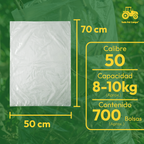 Rollo Bolsa Baja Densidad 50x70 Cm Cal. 50 | 722 Pz | 10 Kg