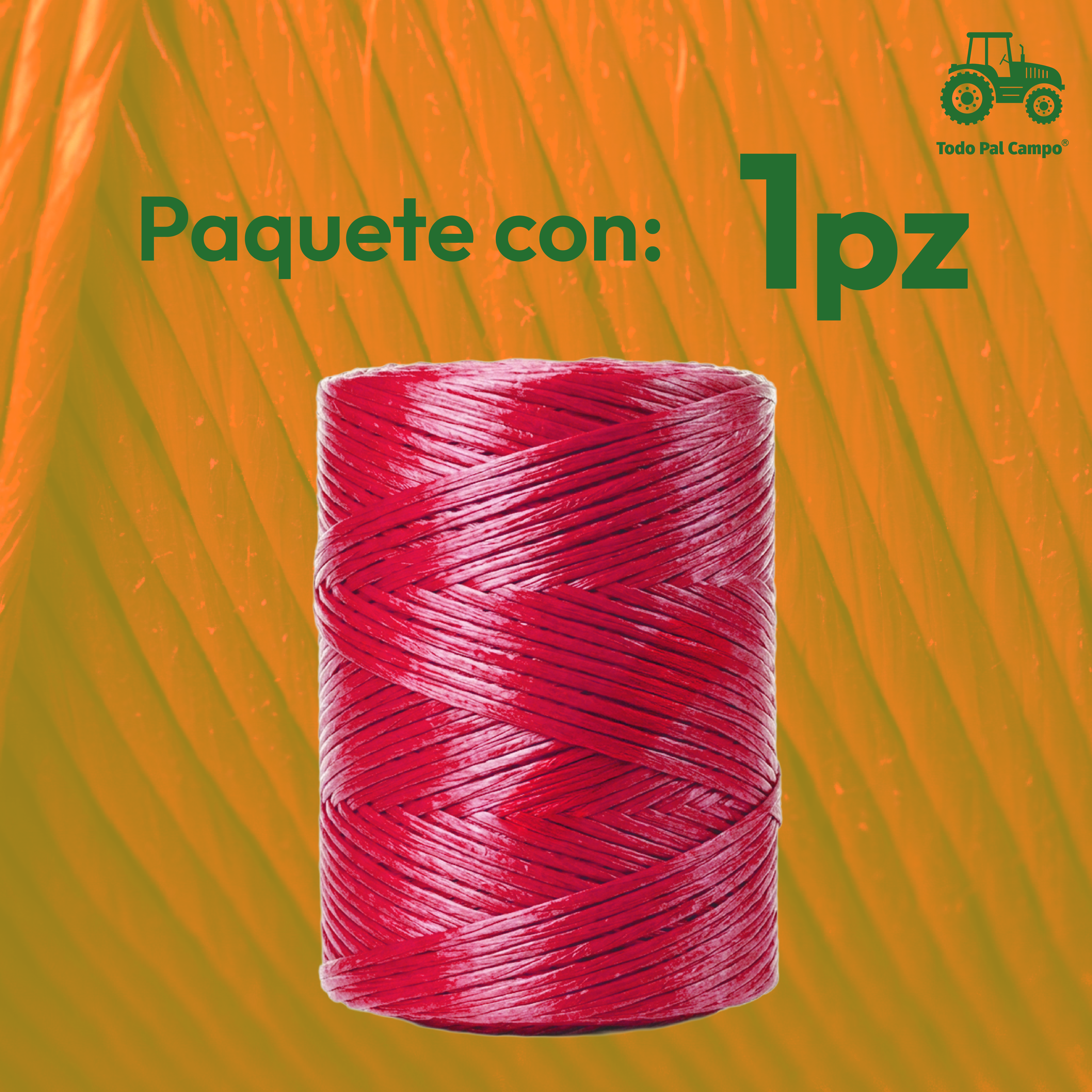 1pz Rafia Fibrilada Cal. 2 Gr Bobina De 500 Gr Color Rojo