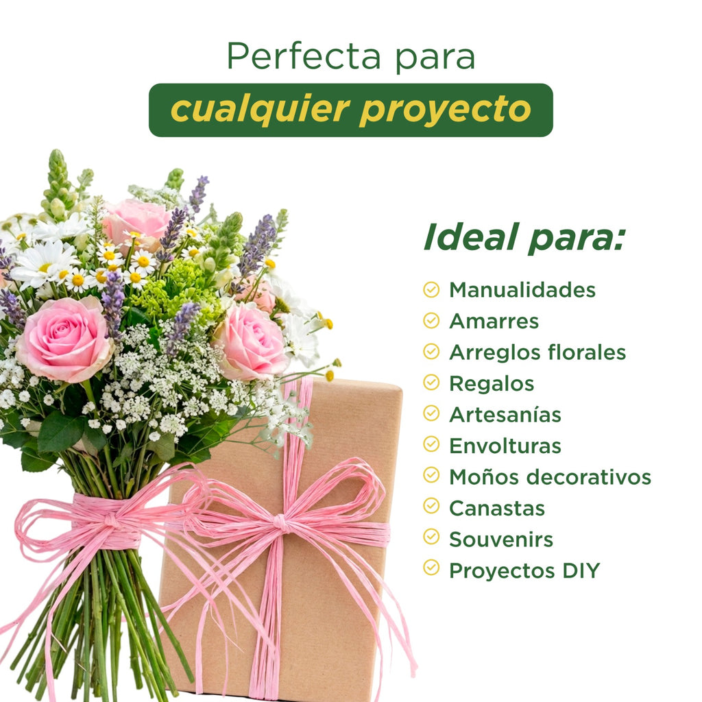 1 Pz Rafia Fibrilada 250 Gramos Rosa Calibre 2gr Reforzada Rosa