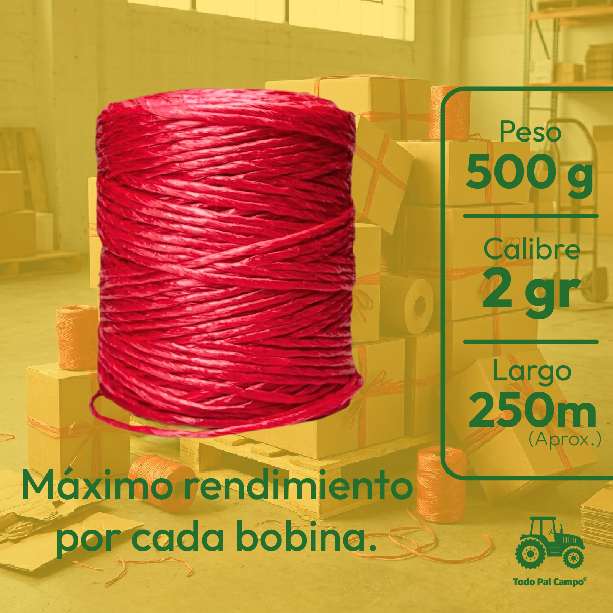 1pz Rafia Fibrilada Cal. 2 Gr Bobina De 500 G Color Rojo