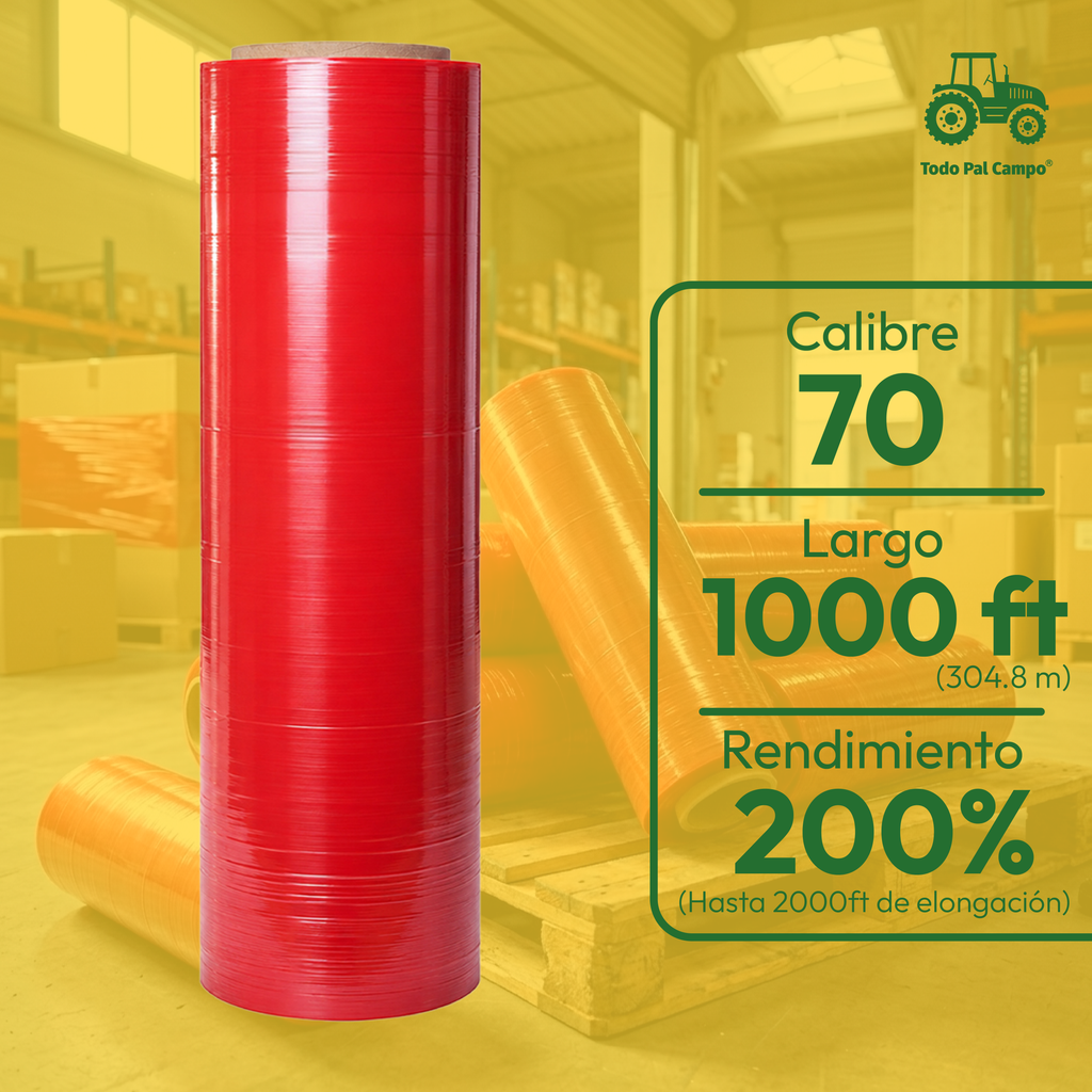 Rollo Stretch Film Plástico Color Rojo Hasta 2000ft