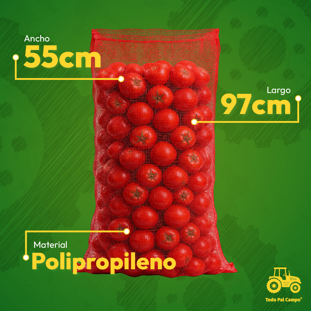 Bolsa Malla Arpilla Roja 55x97cm Fruta Y Verdura Pack 10 Pzs