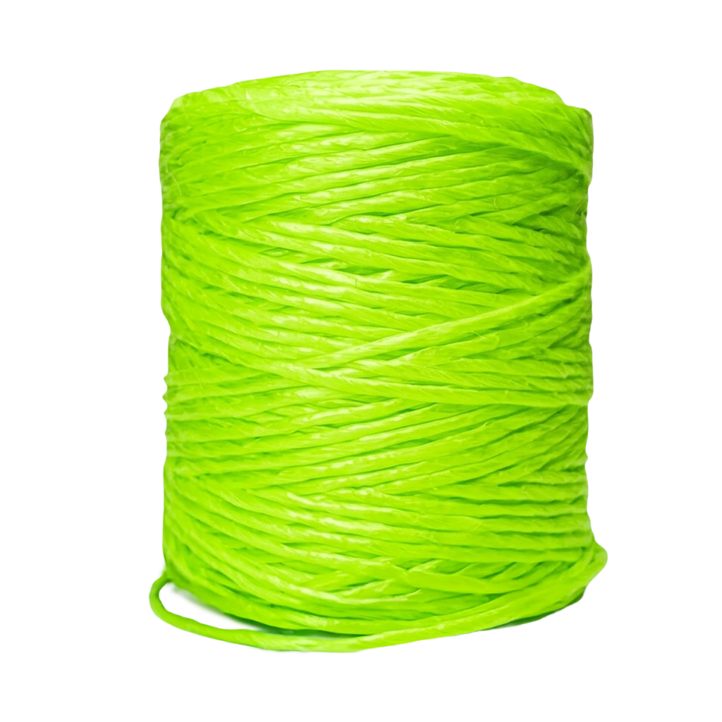 Rafia Fibrilada Color Verde Neón - Bobina 500gr