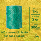 Rafia Fibrilada de 1 Kg Color Verde Bandera - 4 Unidades