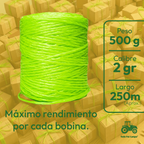 Rafia Fibrilada Color Verde Neón - Bobina 500gr